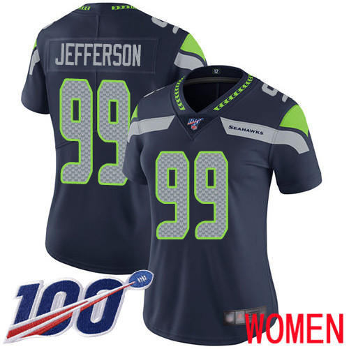 Seattle Seahawks Limited Navy Blue Women Quinton Jefferson Home Jersey NFL Football #99 100th Season Vapor Untouchable->seattle seahawks->NFL Jersey